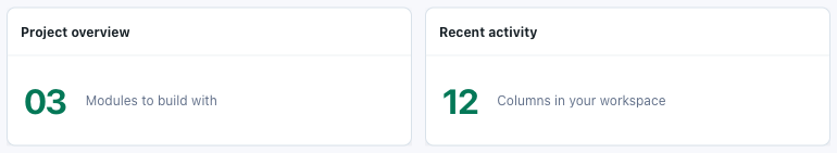 Grid Layout with project overview and recent activity widgets